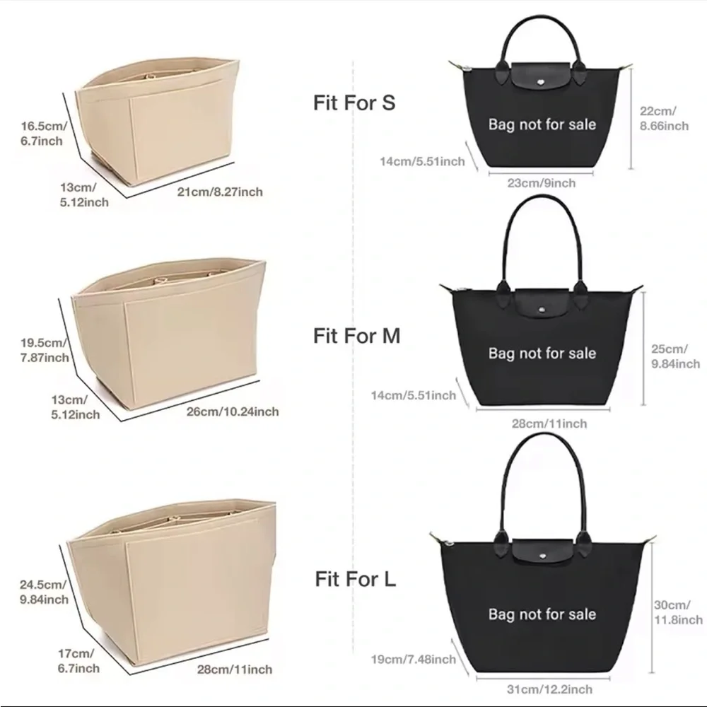 Longchamp Small Le Pliage Pouch Purse Felt Handbag Bag Insert Organizer